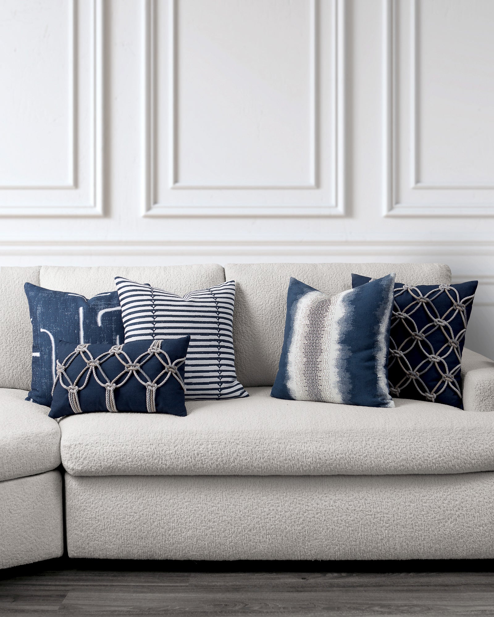 12" Round Elaine Smith Orb Pillow Instinct Denim