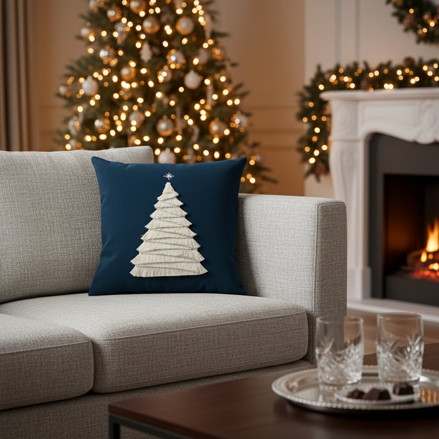 20" Square Elaine Smith Pillow Fraser Fir Midnight, image 3