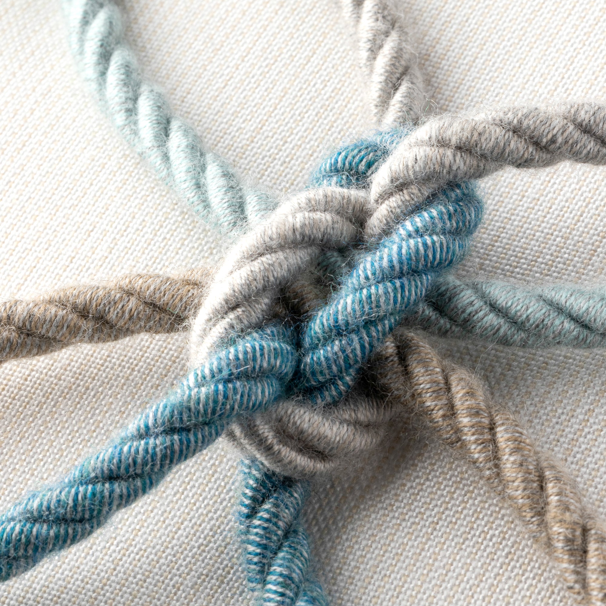 20" Square Elaine Smith Pillow  Aqua Rope