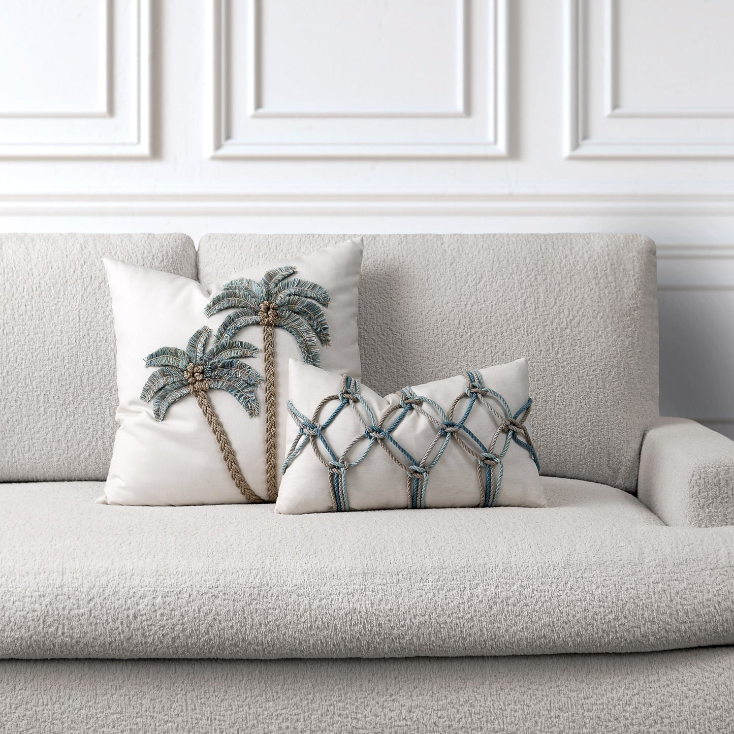 12" x 20" Elaine Smith Pillow Aqua Rope, image 3