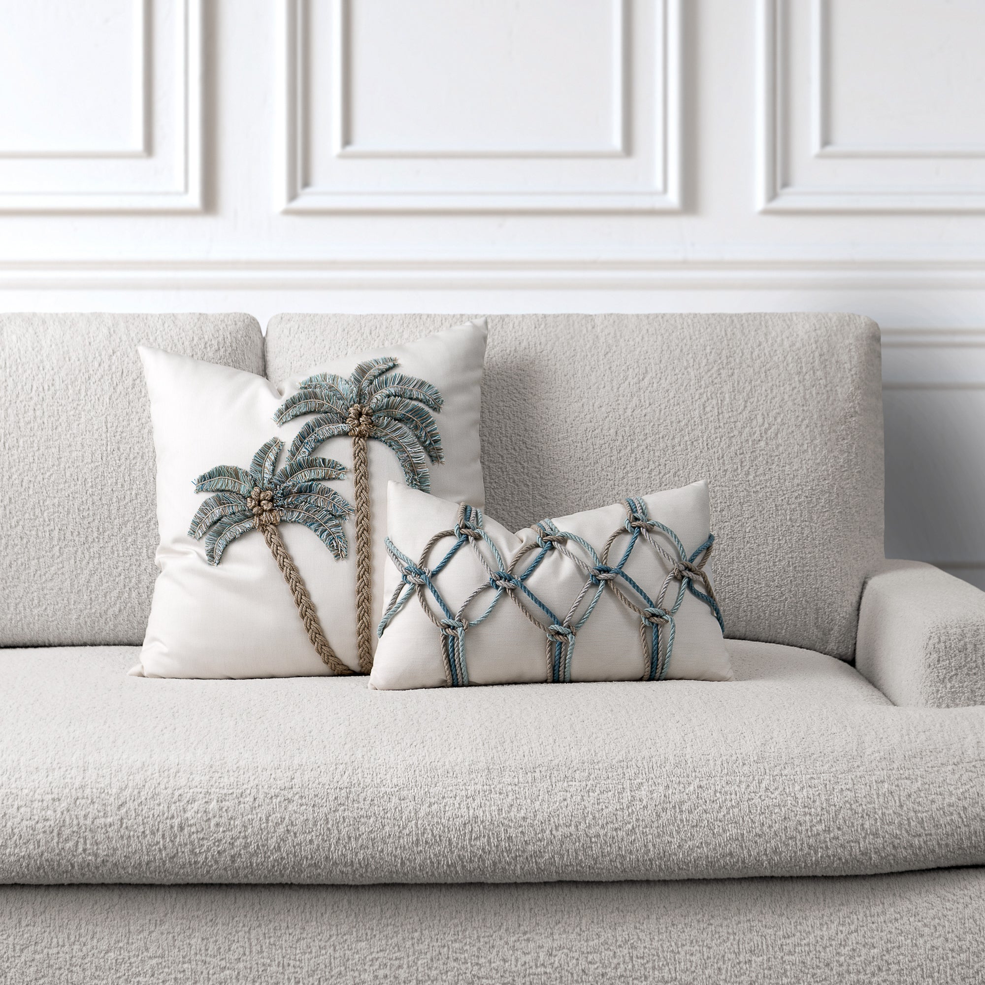 12" x 20" Elaine Smith Pillow Aqua Rope