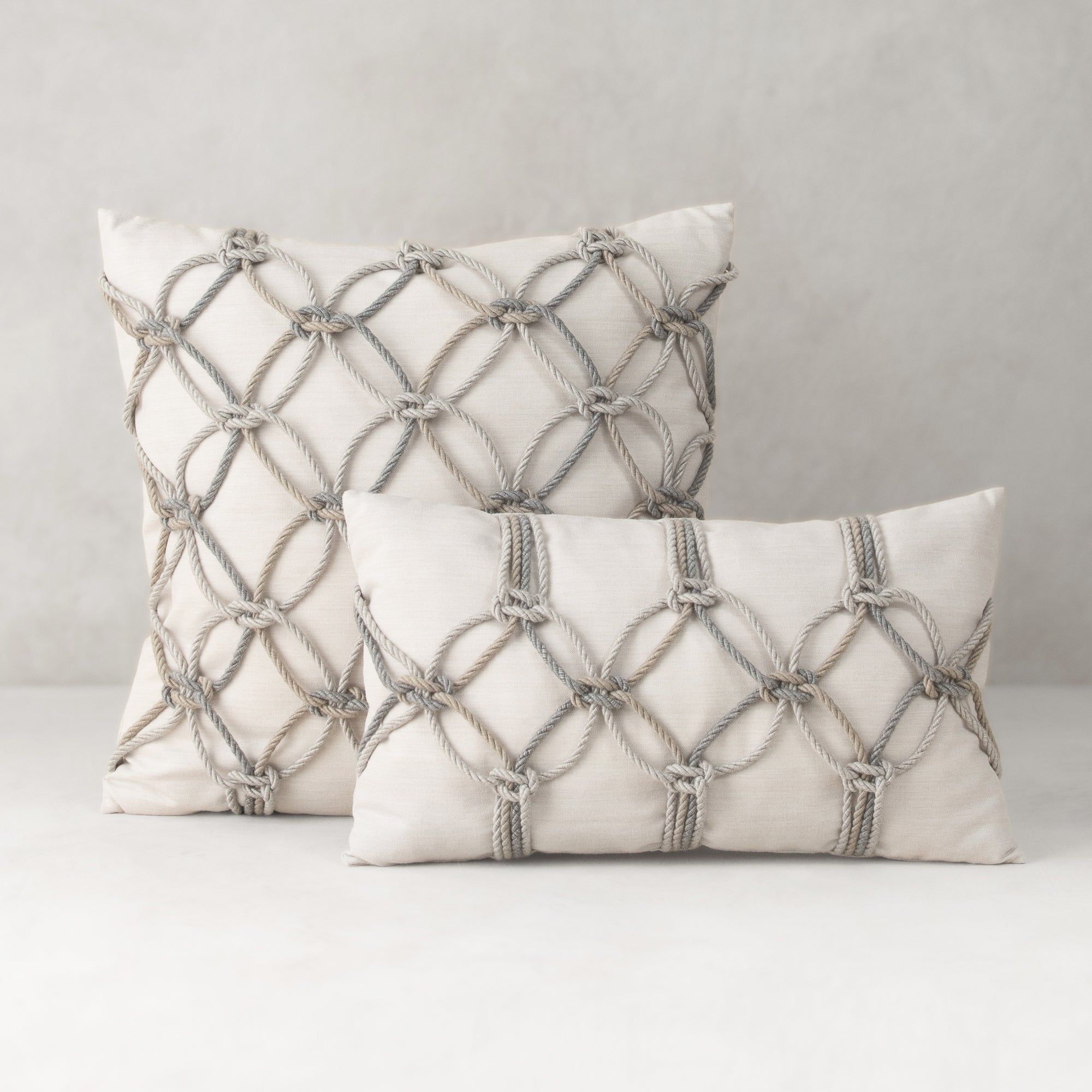 12" x 20" Elaine Smith Pillow Grigio Rope