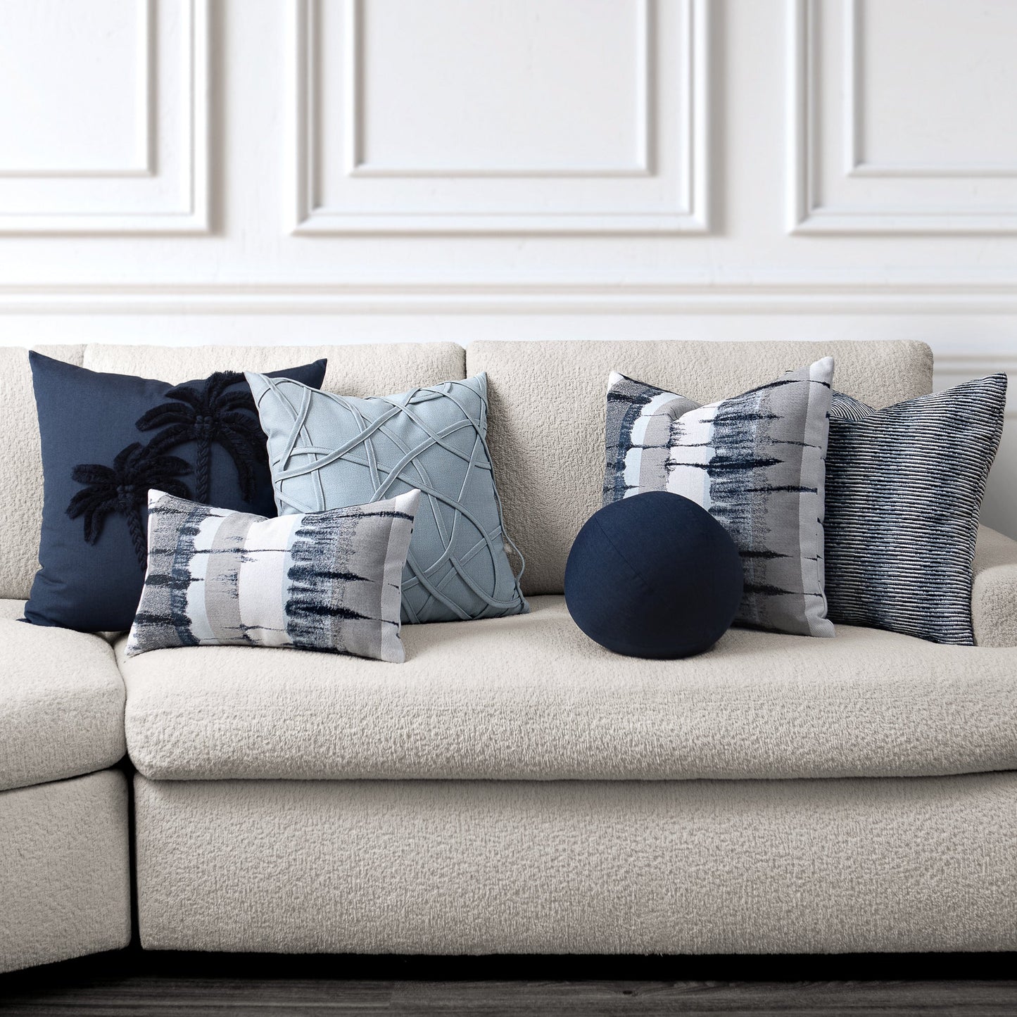 12" Round Elaine Smith Orb Pillow Solid Indigo, image 4