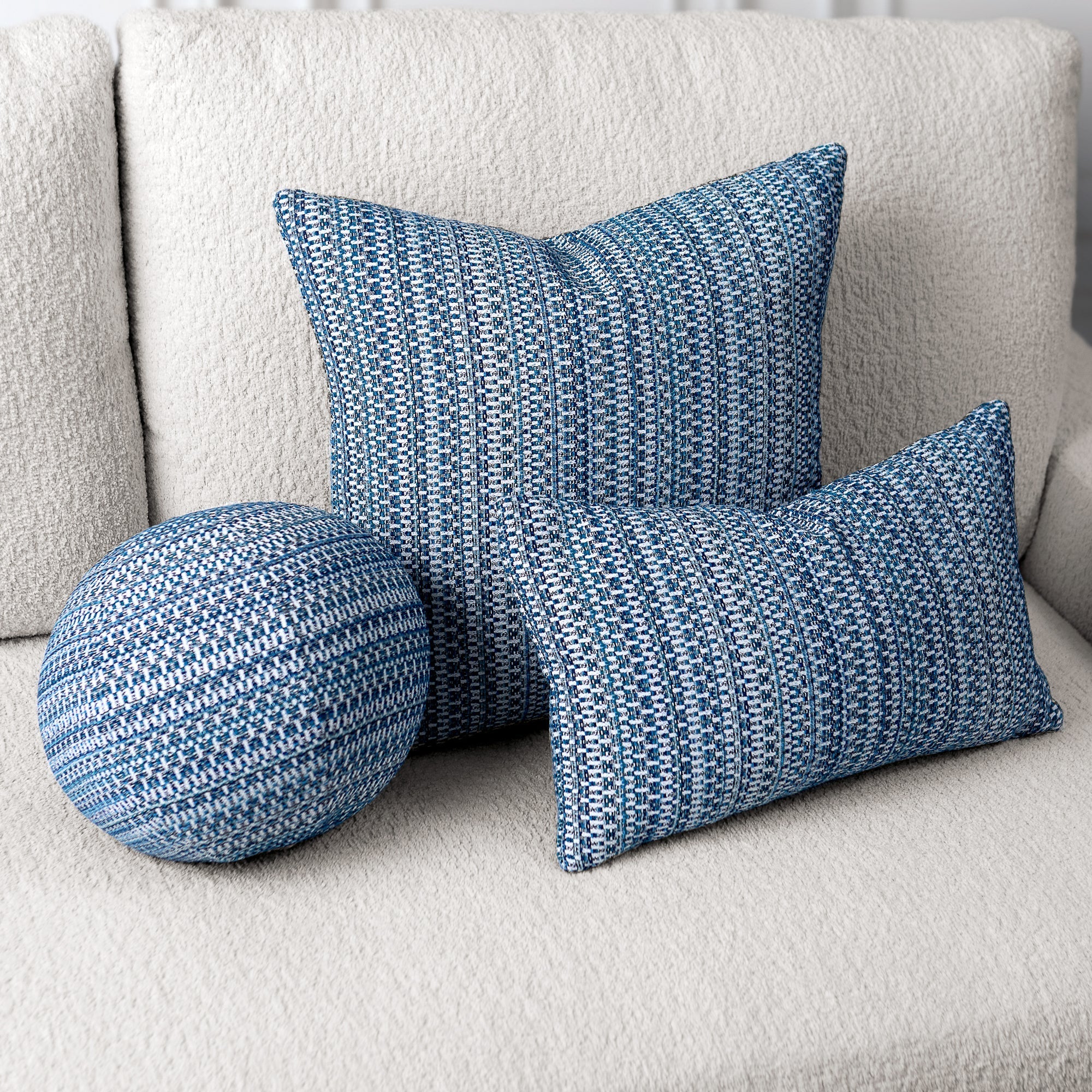12" Round Elaine Smith Orb Pillow Kaleidoscope Indigo