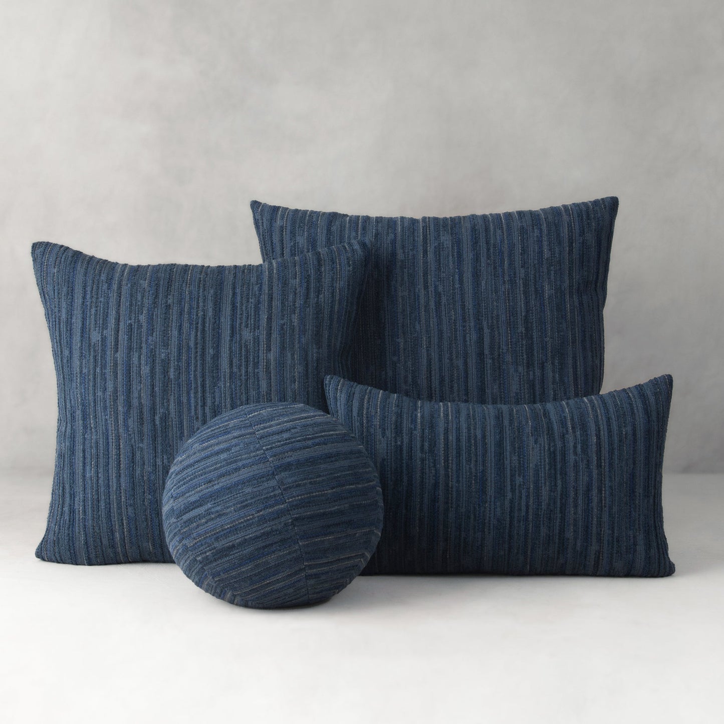 12" Round Elaine Smith Orb Pillow Luxe Stripe Indigo, image 5
