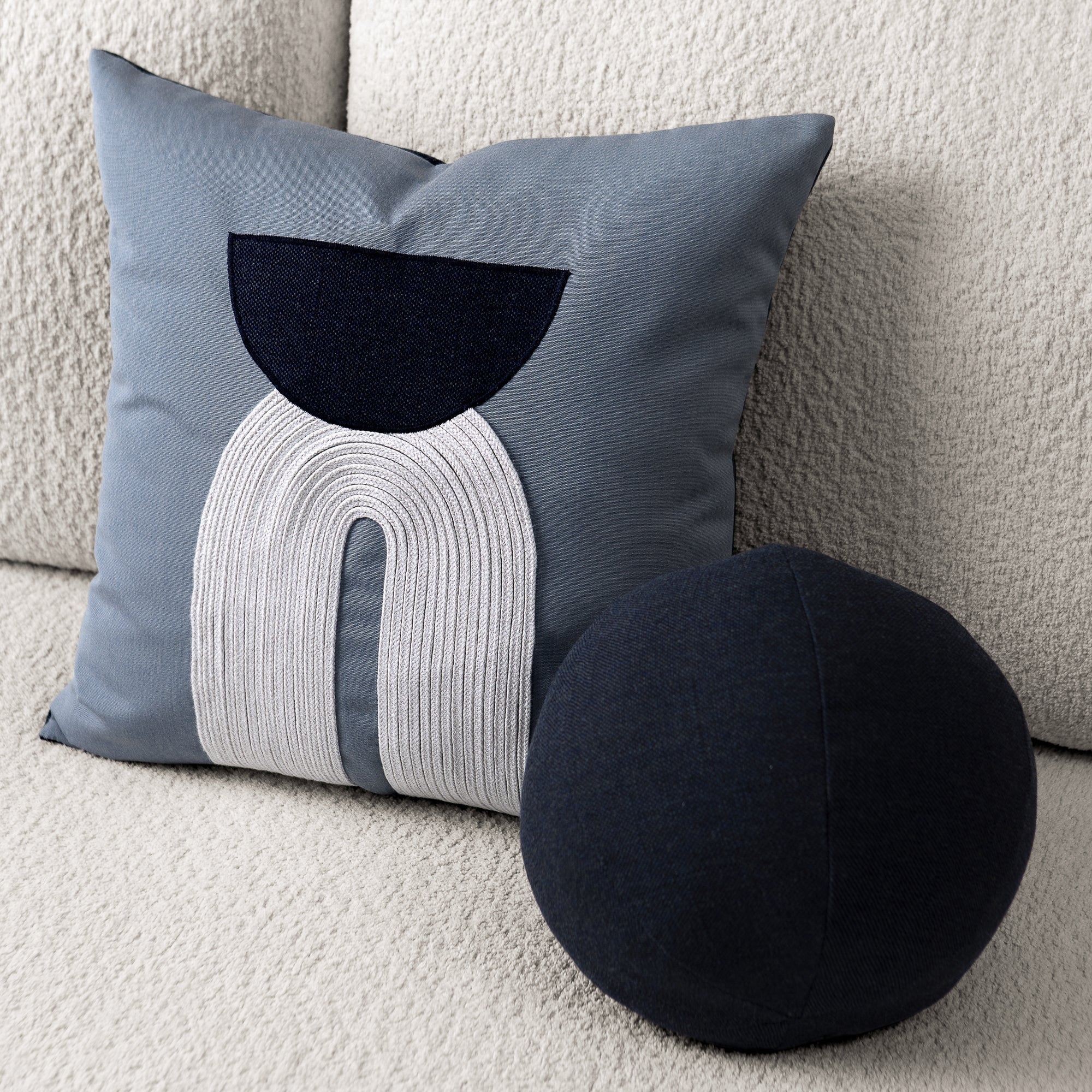 12" Round Elaine Smith Orb Pillow Lush Velvet Midnight