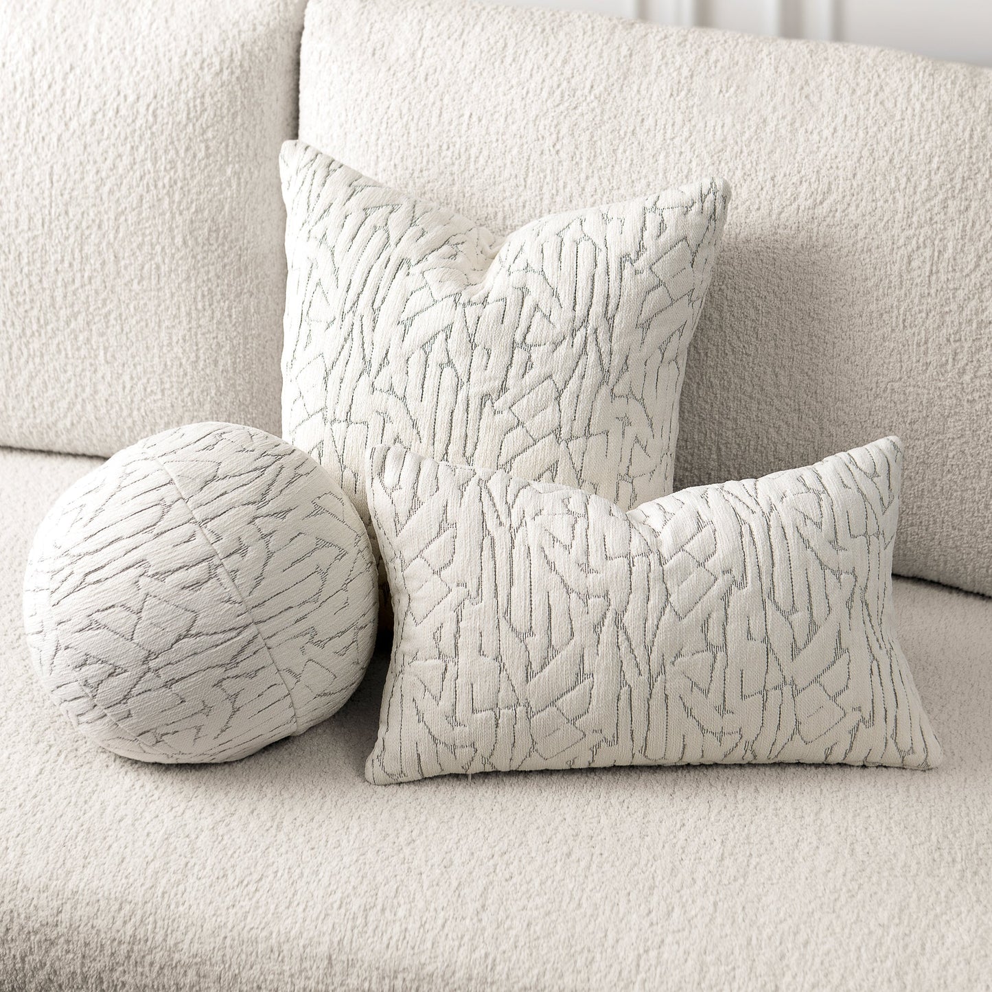 12" Round Elaine Smith Orb Pillow Synchronize Ivory, image 4