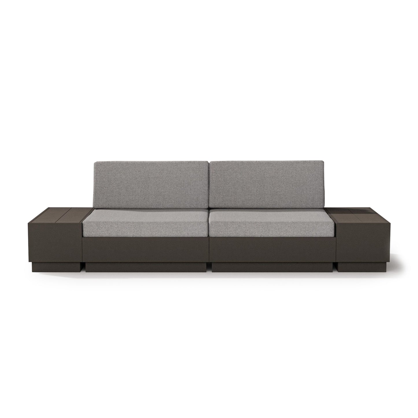 Elevate 4 Piece Loveseat Sectional Vintage Coffee Frame Grey Mist Cushions, image 4