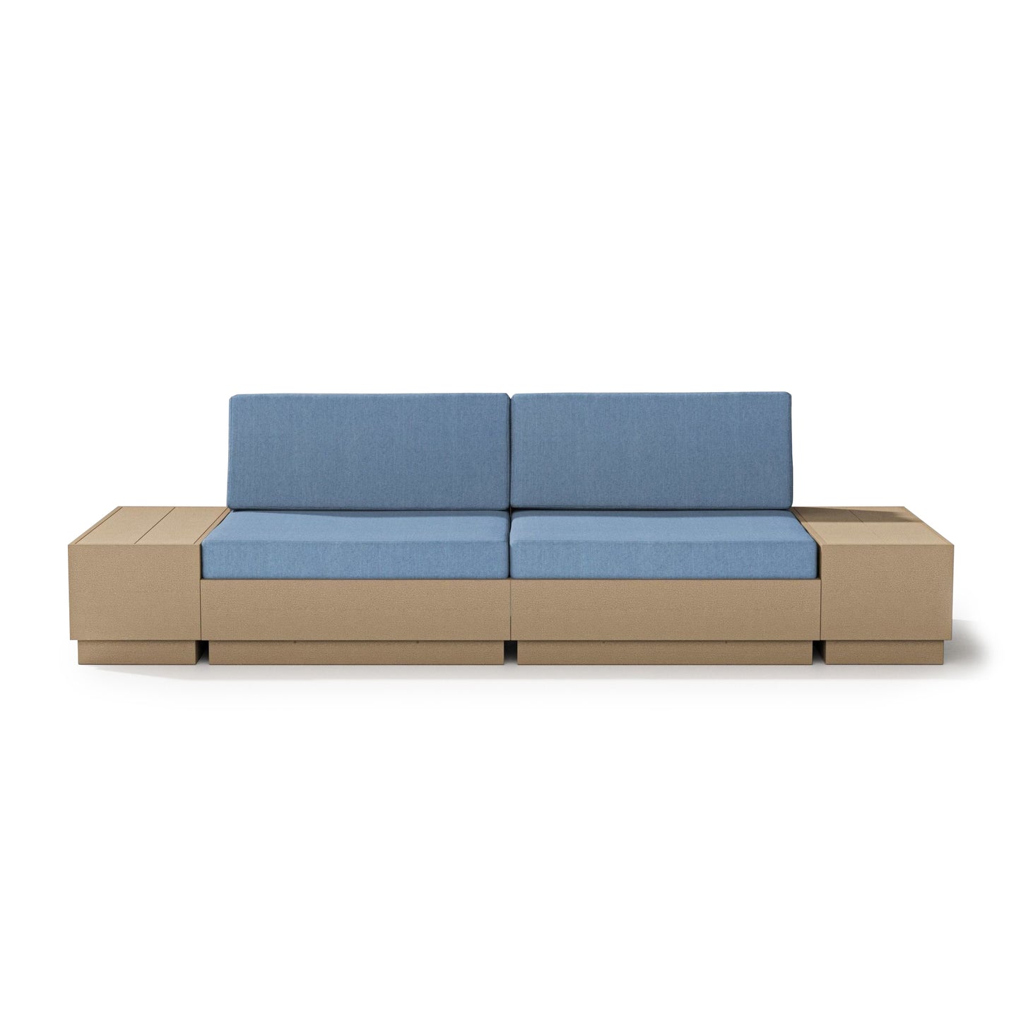 Elevate 4 Piece Loveseat Sectional Vintage Sahara Frame Sky Blue Cushions, image 12