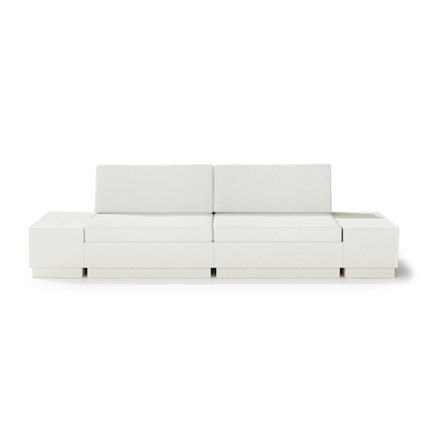 Elevate 4 Piece Loveseat Sectional Vintage White Frame Natural Linen Cushions, image 2