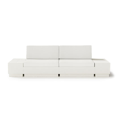 
                  Elevate 4 Piece Loveseat Sectional Vintage White Frame Natural Linen Cushions - Image 3
                