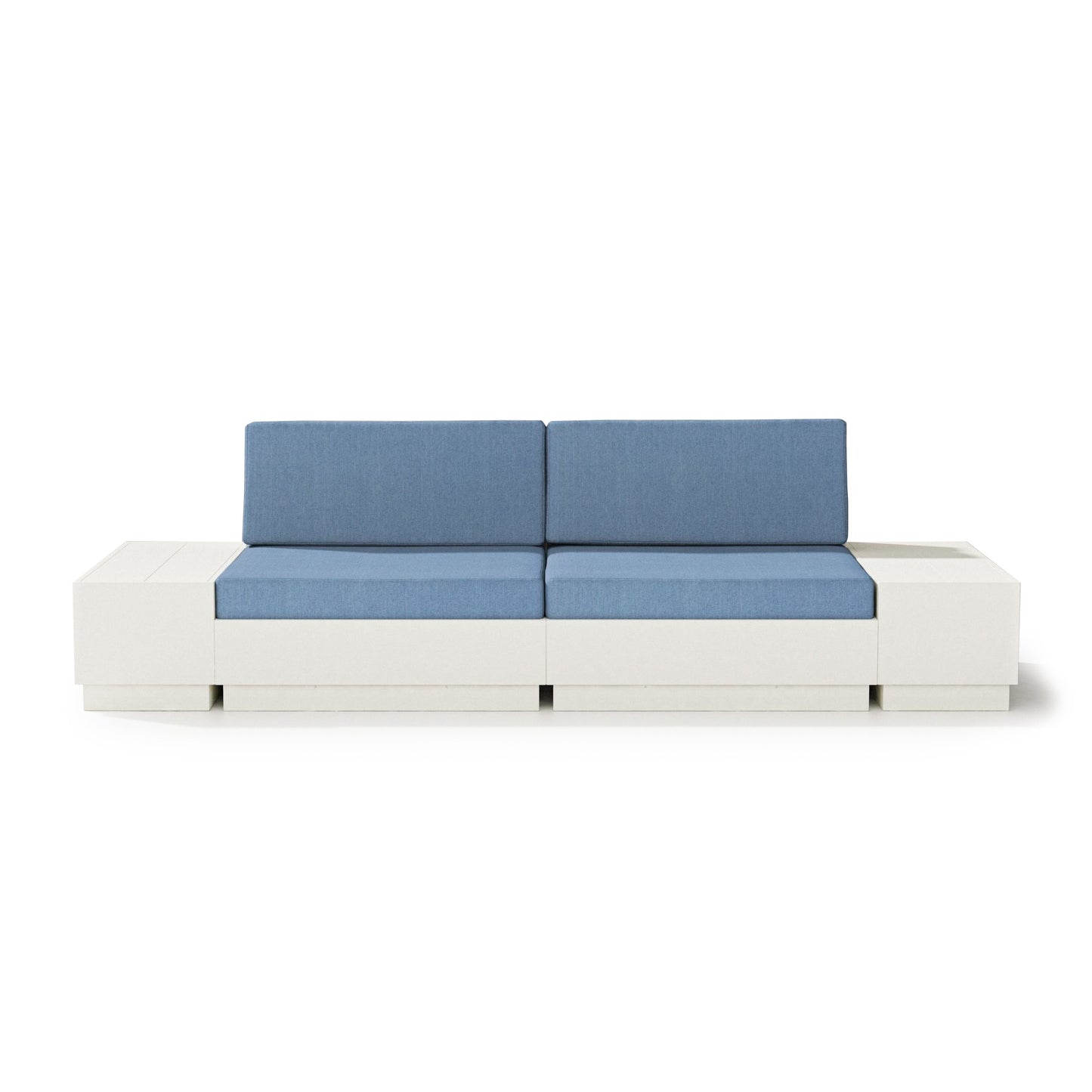 Elevate 4 Piece Loveseat Sectional Vintage White Frame Sky Blue Cushions, image 17