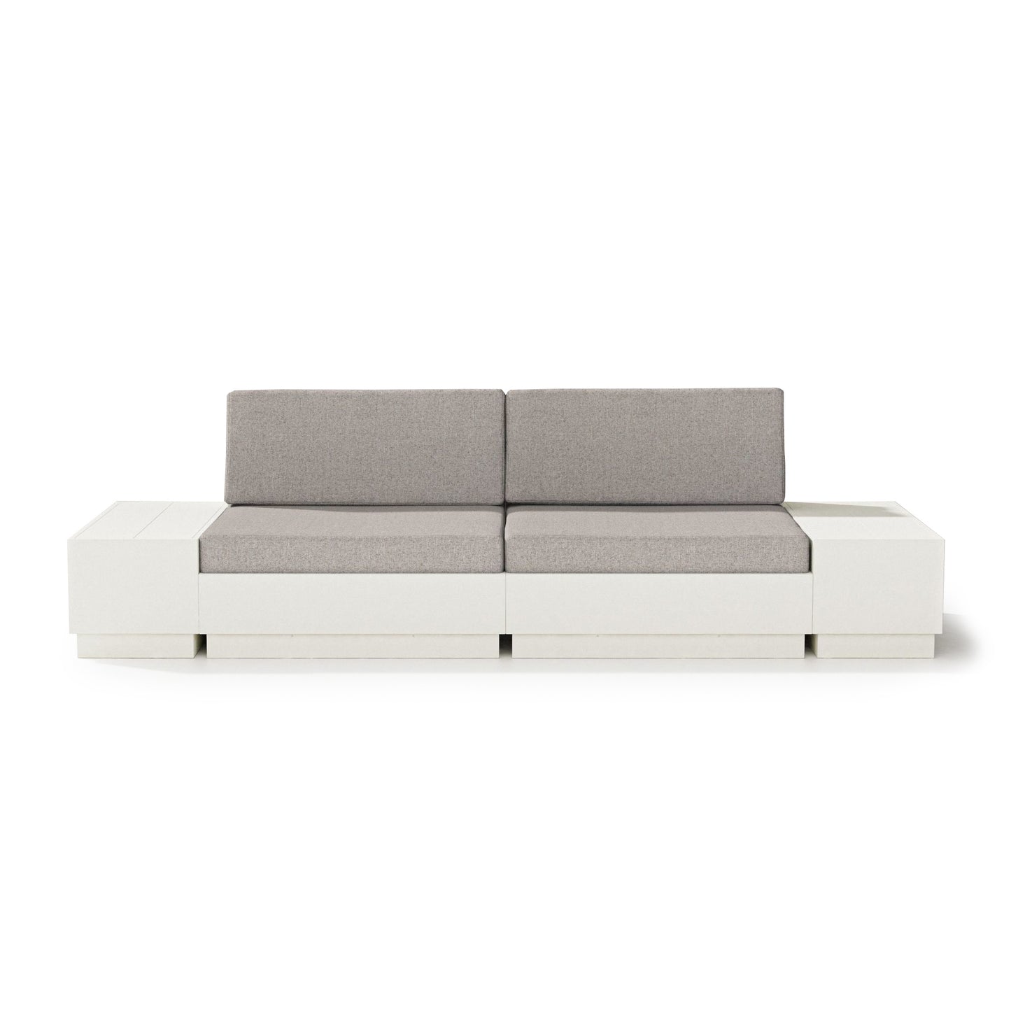 Elevate 4 Piece Loveseat Sectional Vintage White Frame Weathered Tweed Cushions, image 19