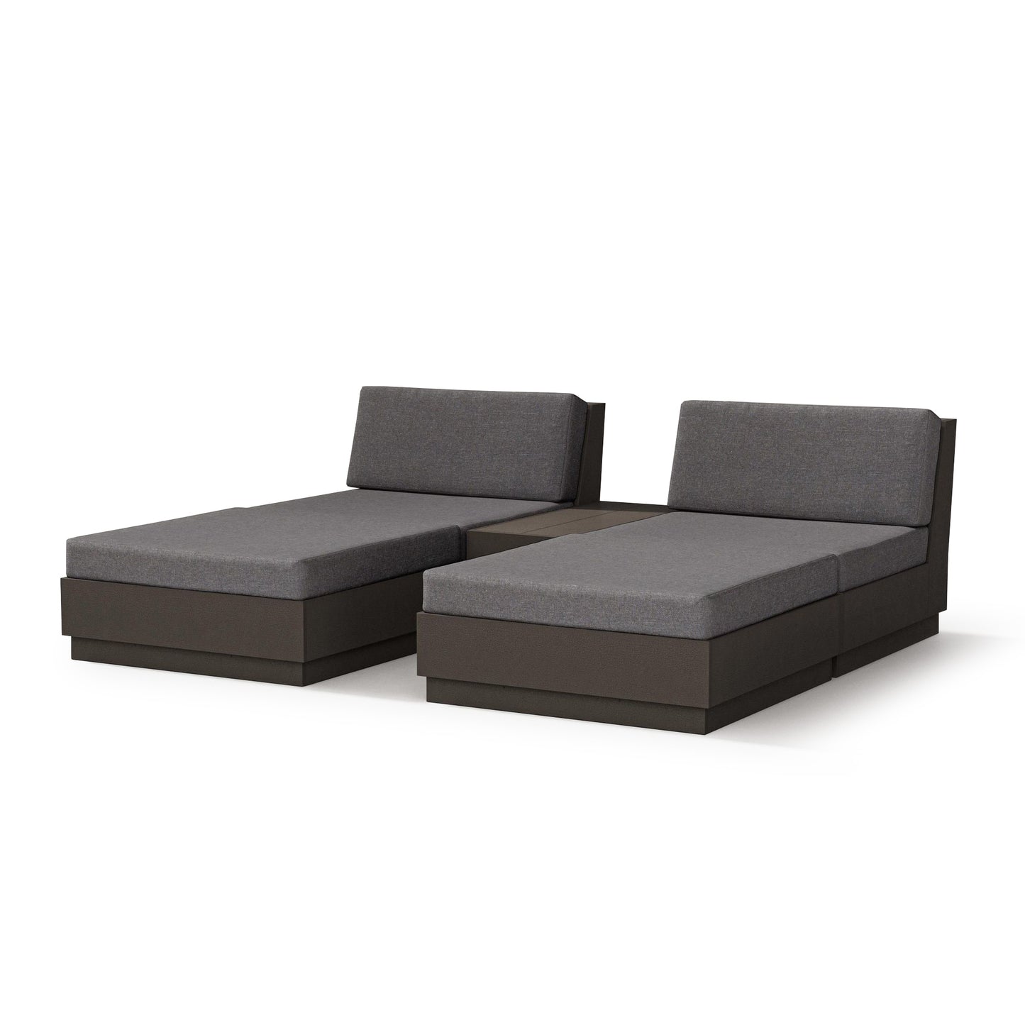 Elevate Double Chaise Set Vintage Coffee Frame Ash Charcoal Cushions, image 3