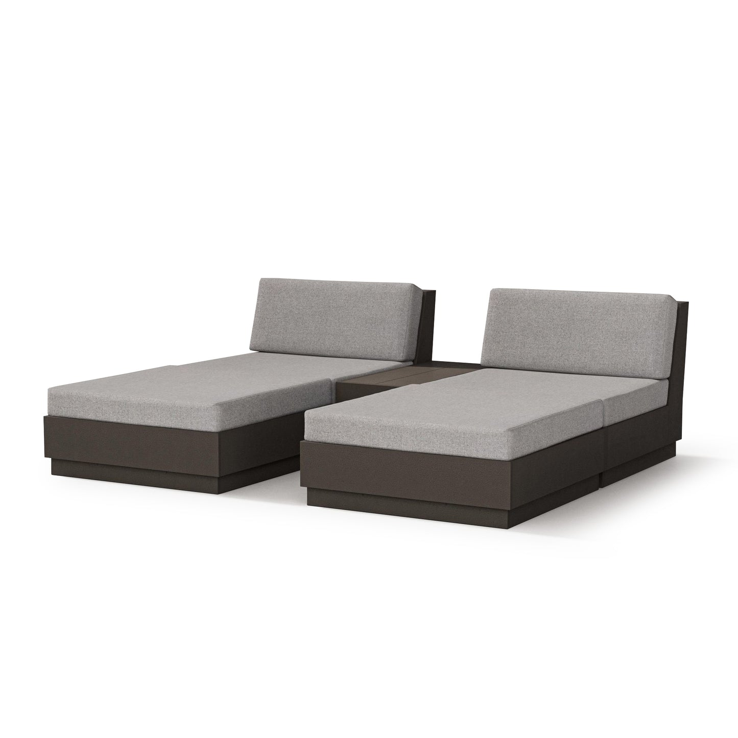 Elevate Double Chaise Set Vintage Coffee Frame Grey Mist Cushions, image 4