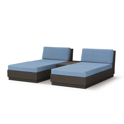 
                  Elevate Double Chaise Set Vintage Coffee Frame Sky Blue Cushions - Image 6
                