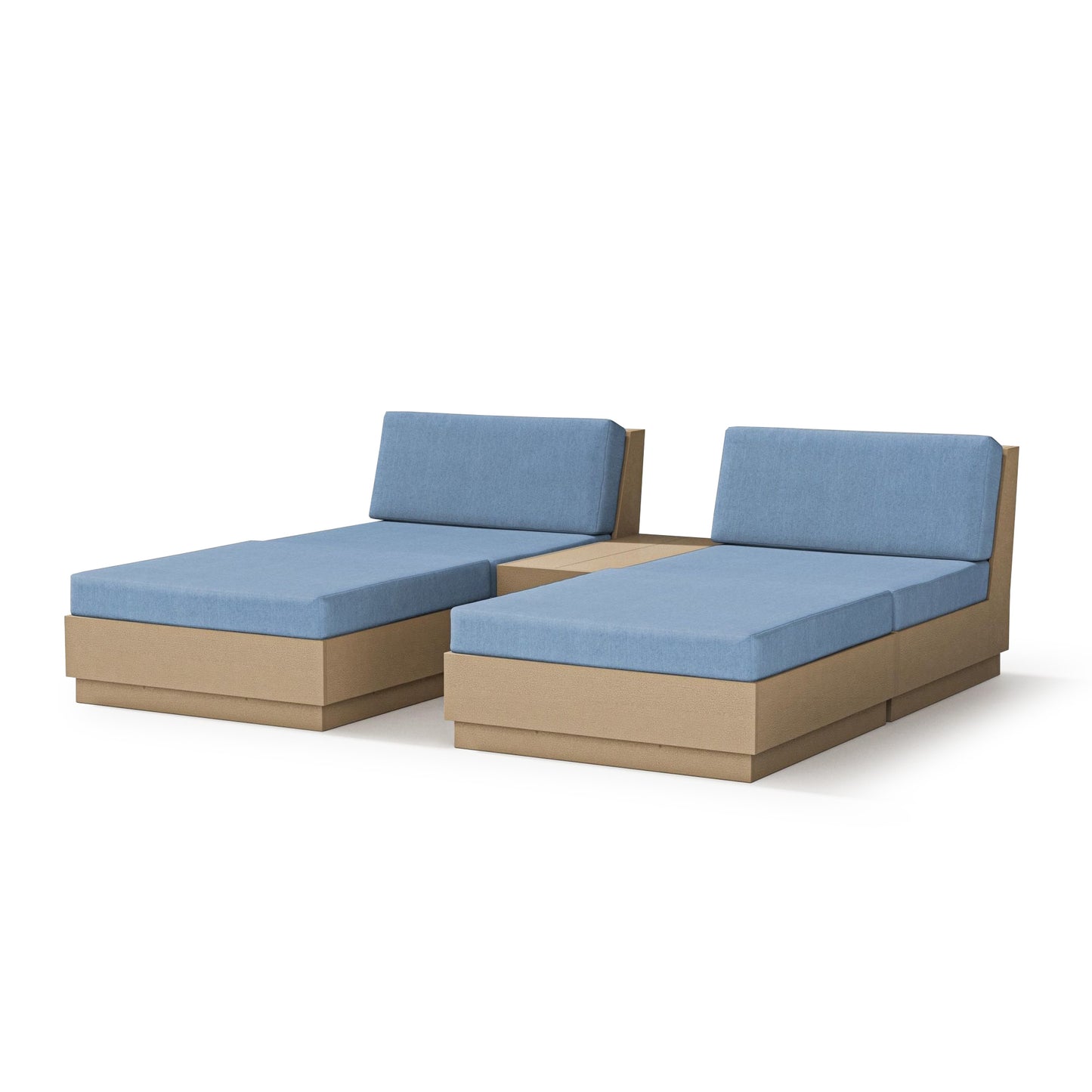 Elevate Double Chaise Set Vintage Sahara Frame Sky Blue Cushions, image 11