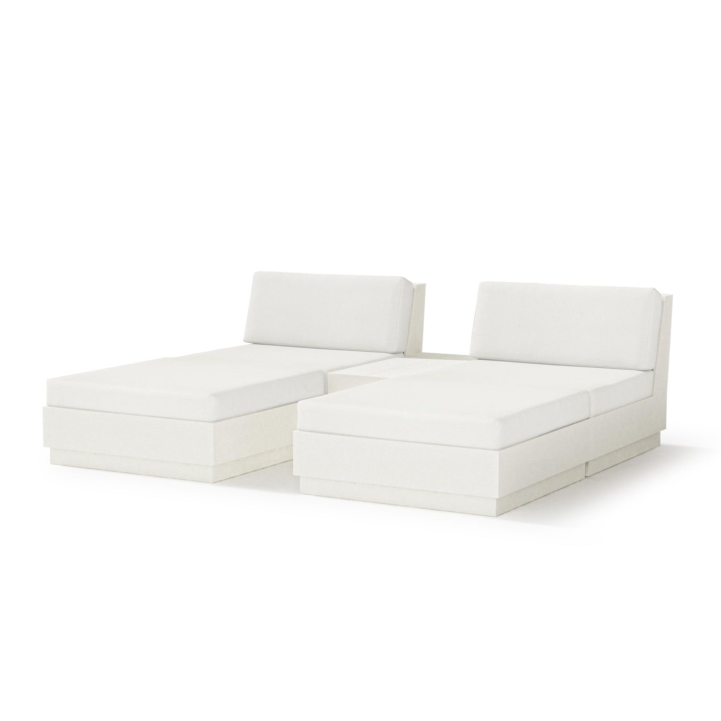 Elevate Double Chaise Set Vintage White Frame Natural Linen Cushions, image 16