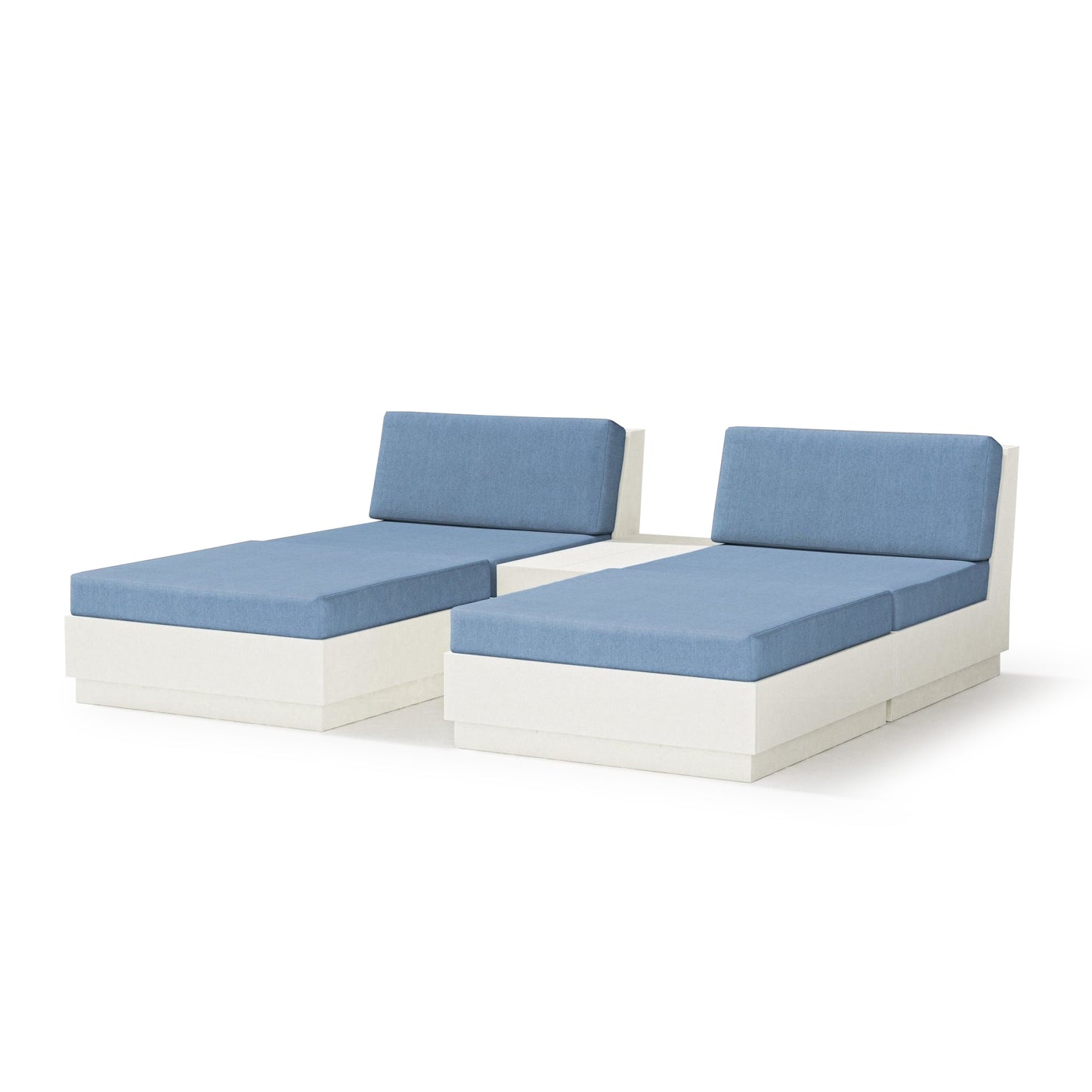 Elevate Double Chaise Set Vintage White Frame Sky Blue Cushions, image 17