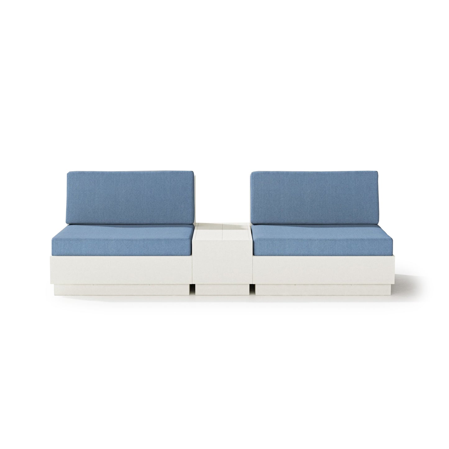 Elevate Lounge Chair Set Vintage White Frame Sky Blue Cushions, image 17