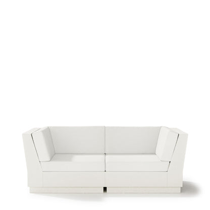 
                  Elevate Loveseat Sectional Vintage White Frame Natural Linen Cushions - Image 16
                