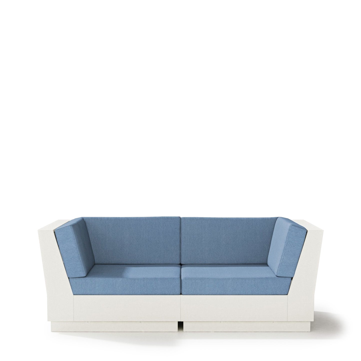 Elevate Loveseat Sectional Vintage White Frame Sky Blue Cushions, image 17