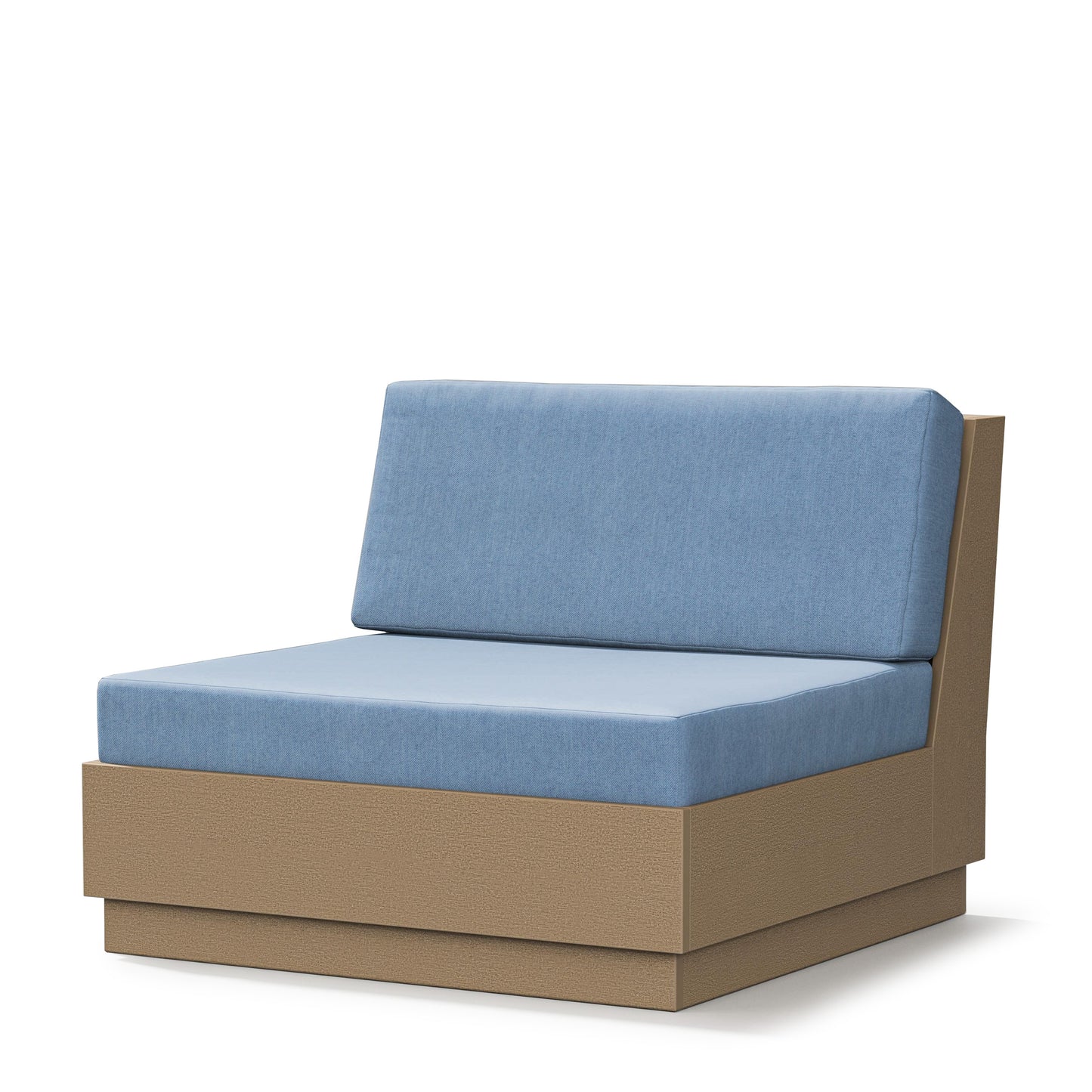 Elevate Modular Armless Chair Vintage Sahara Frame Sky Blue Cushions, image 2