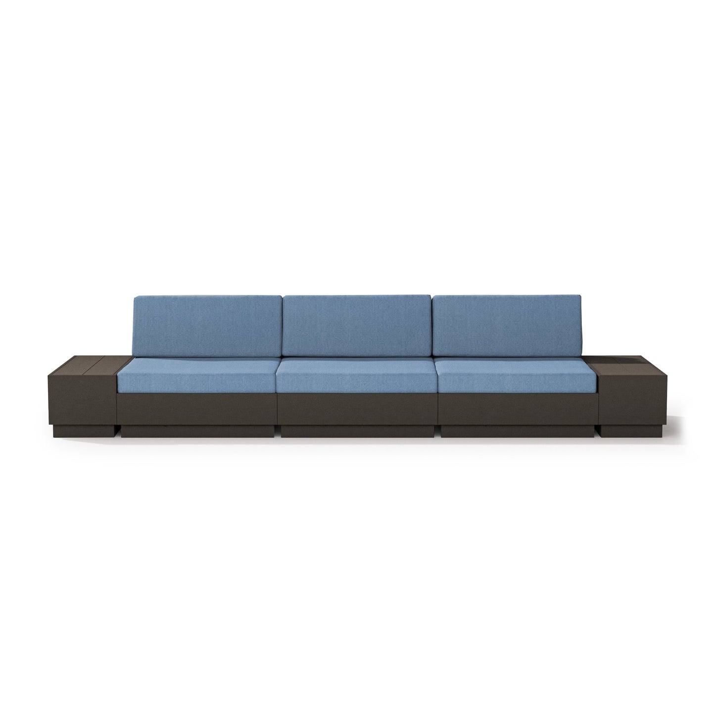 Elevate Straight Sectional Vintage Coffee Frame Sky Blue Cushions, image 6