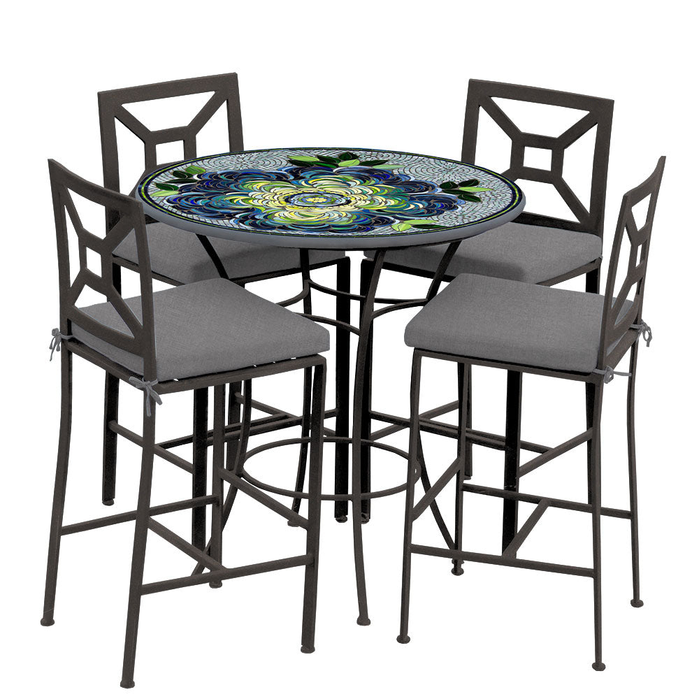 42" Round Mosaic Bar Height Dining Set with Espresso Frame