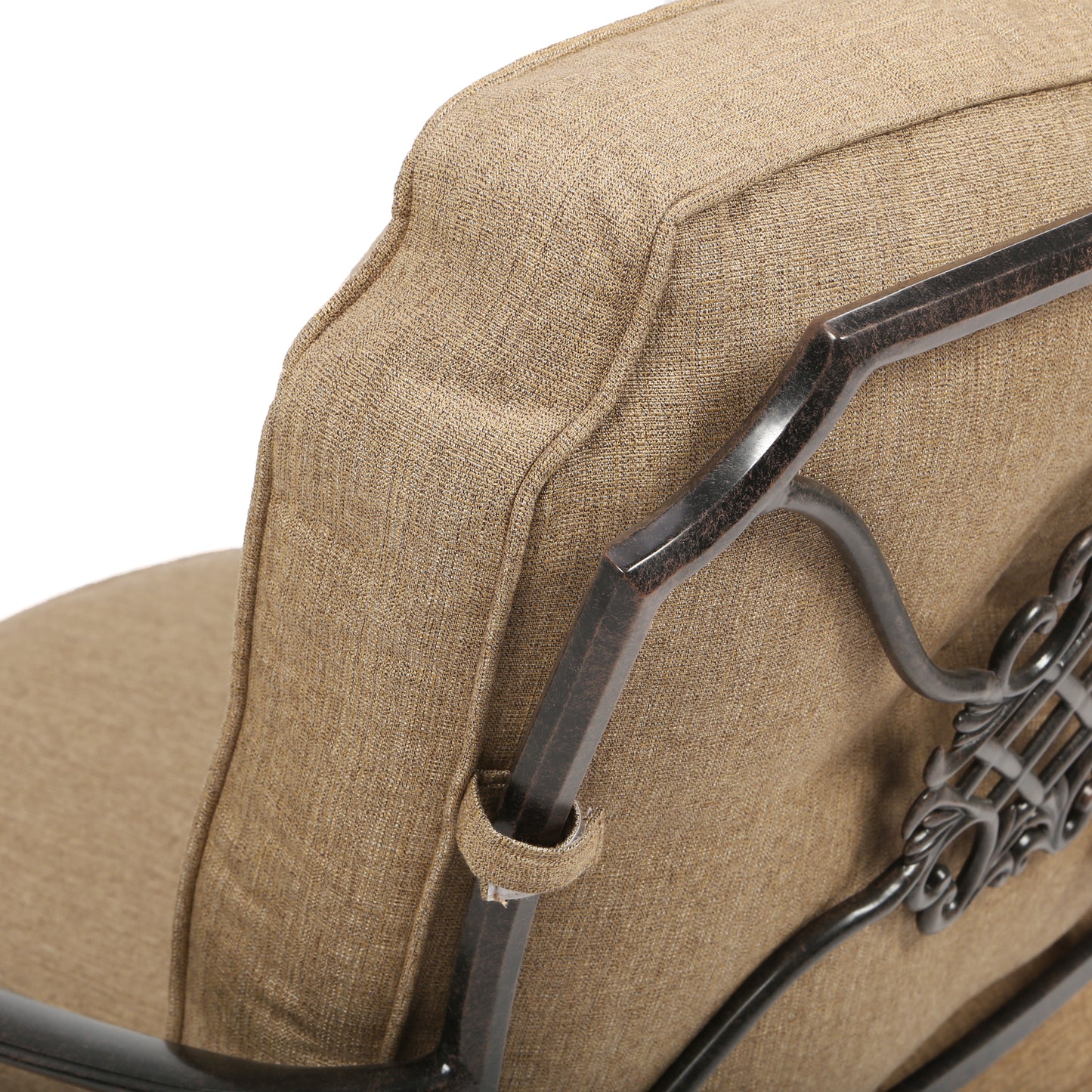 Heritage Club Chair with Sesame Linen Sunbrella Cushion Aged Bronze Finish, image 3