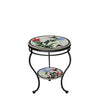 Hummingbird Round Double Tiered Side Table Black Frame