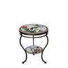 Hummingbird Round Double Tiered Side Table Espresso Frame