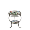 Hummingbird Round Double Tiered Side Table Pewter Frame