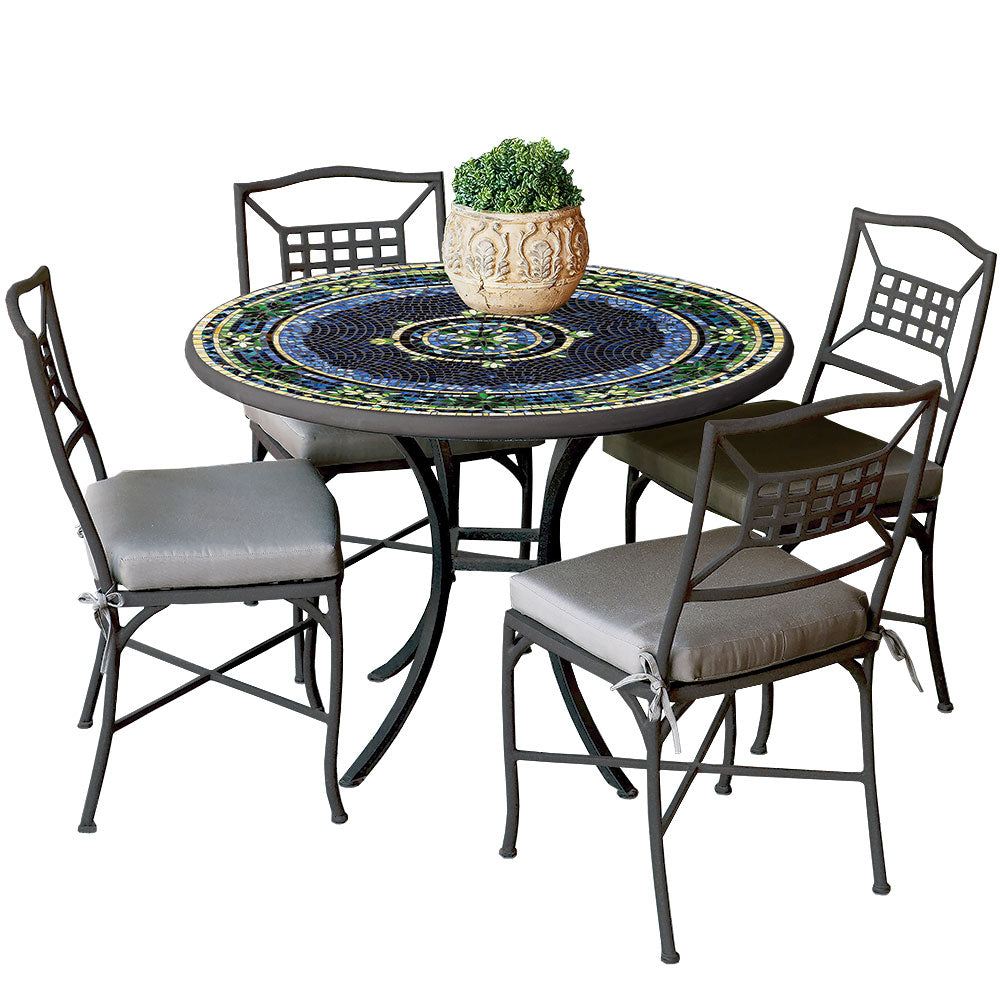 42" Round Mosaic Top Dining Set with Espresso Frame