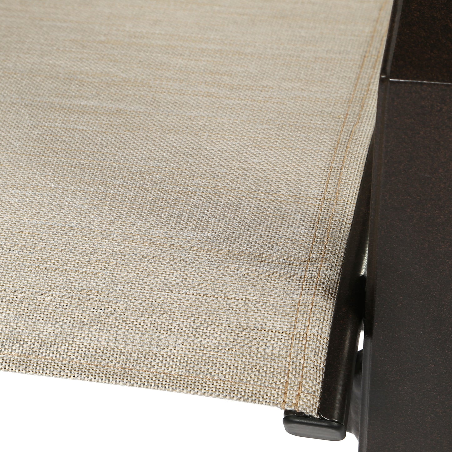 Lakeside Sling Dining Chair Rich Earth Finish Beige Grey Fabric Detail, image 3