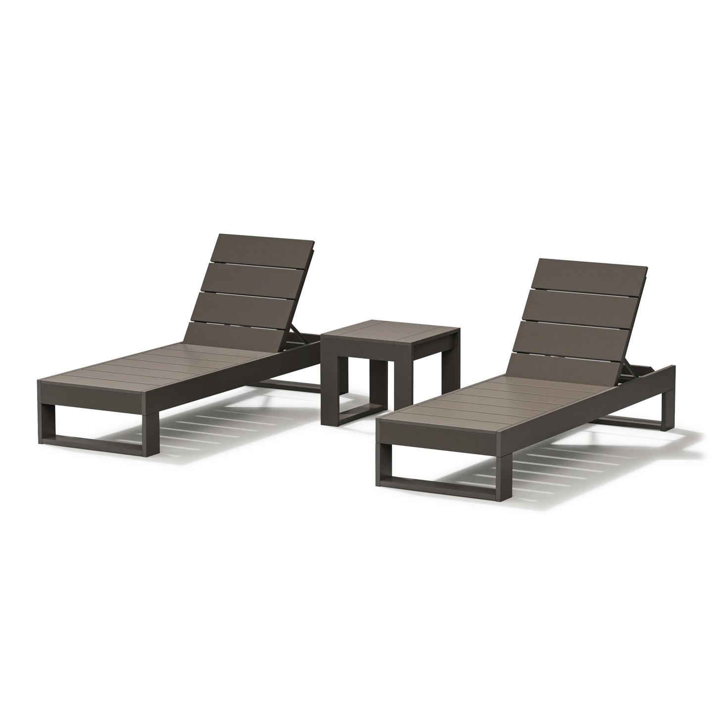 Latitude 3 Piece Chaise Lounge Set Vintage Coffee Frame, image 2