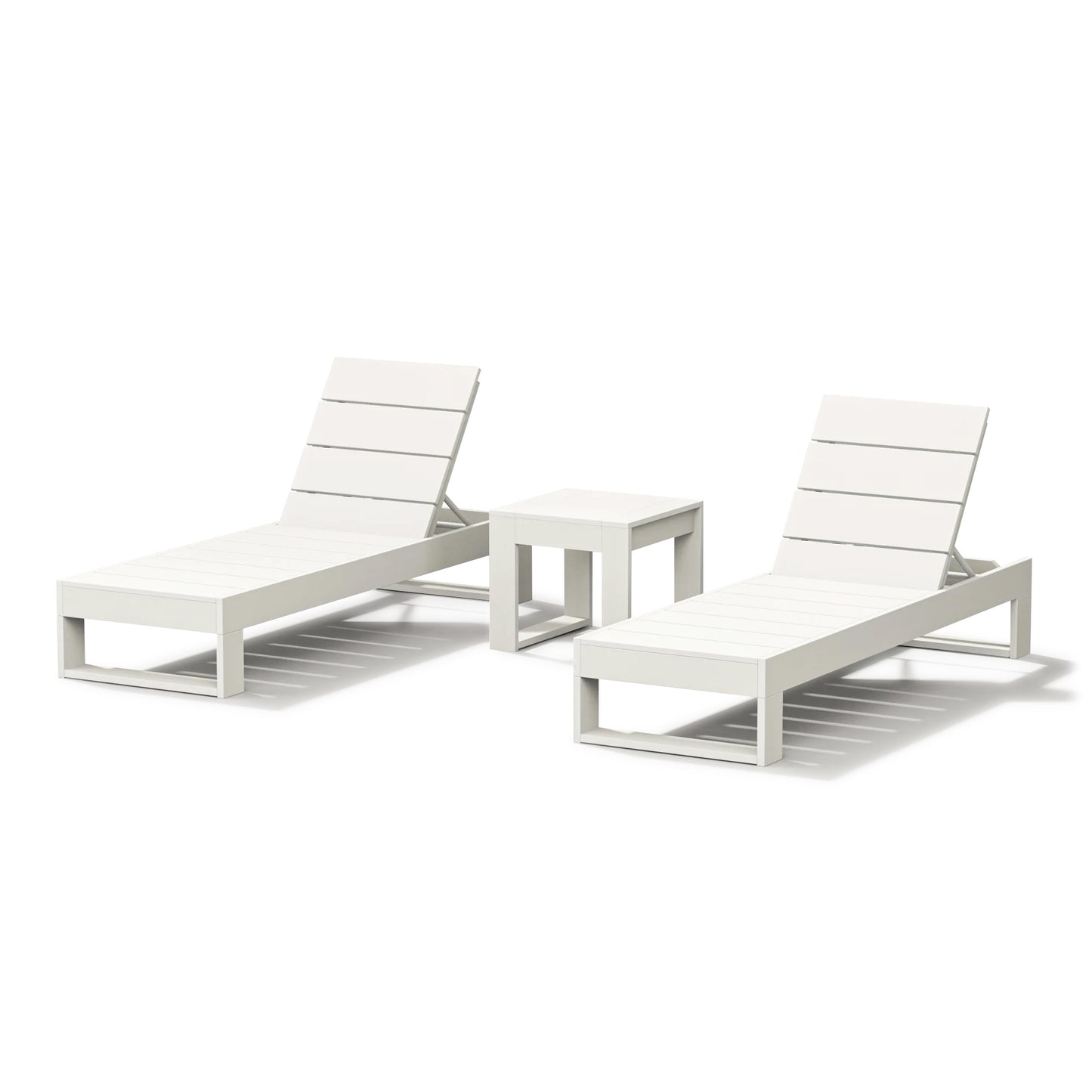 Latitude 3 Piece Chaise Lounge Set Vintage White Frame, image 4