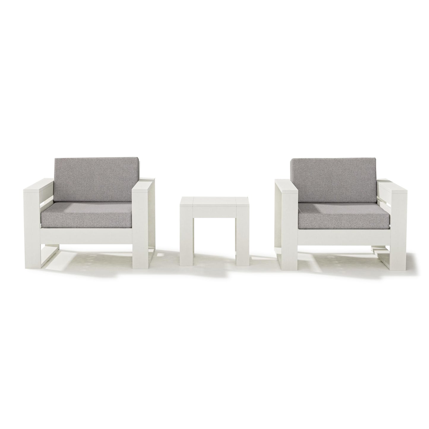 Latitude 3 Piece Lounge Chair Set Vintage White Frame Grey Mist Cushions, image 15