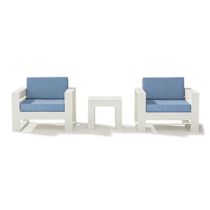 
                  Latitude 3 Piece Lounge Chair Set Vintage White Frame Sky Blue Cushions - Image 17
                