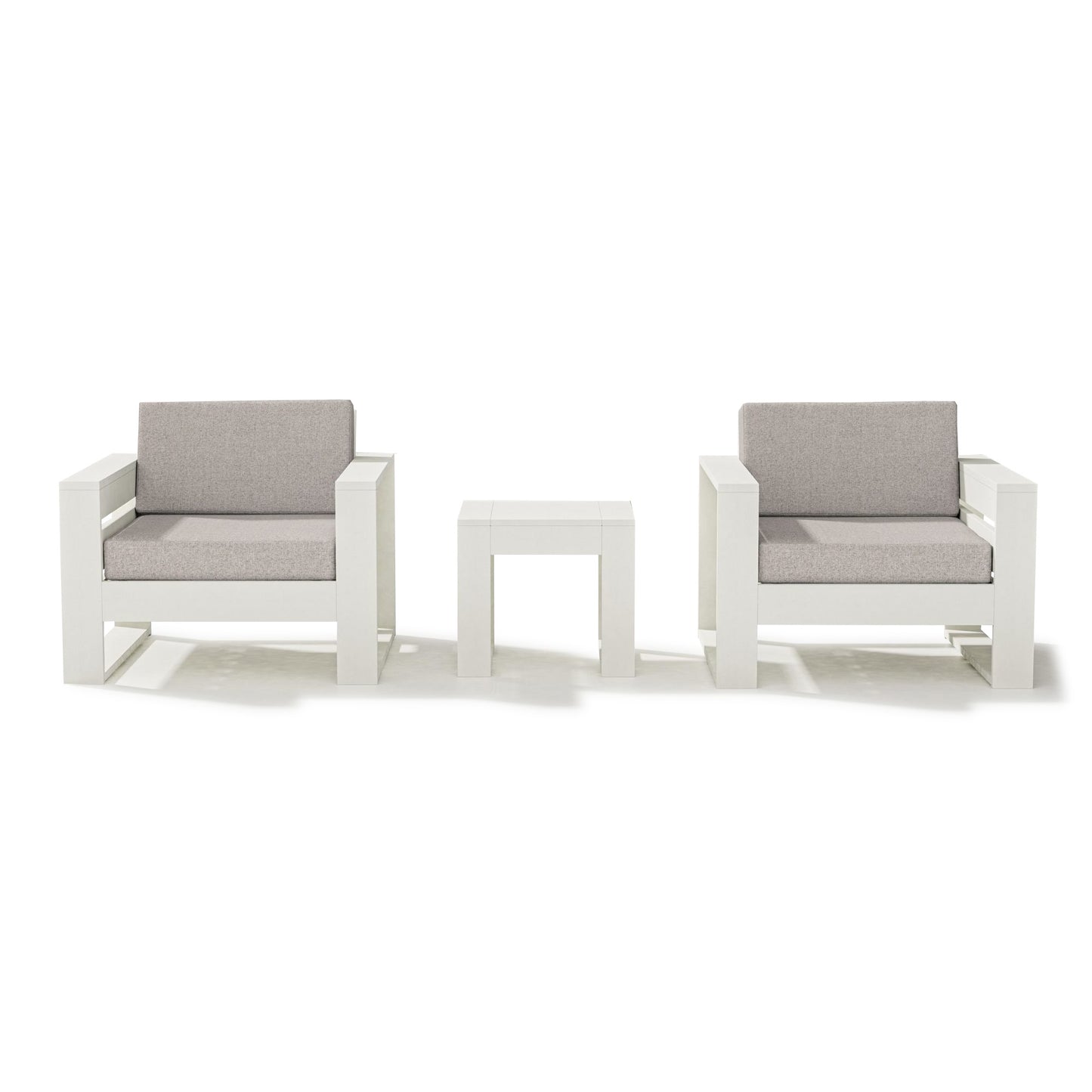 Latitude 3 Piece Lounge Chair Set Vintage White Frame Weathered Tweed Cushions, image 19