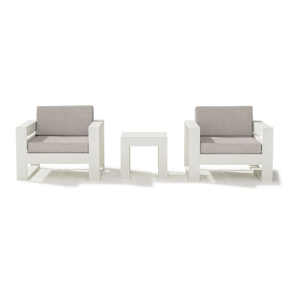 
                  Latitude 3 Piece Lounge Chair Set Vintage White Frame Weathered Tweed Cushions - Image 19
                