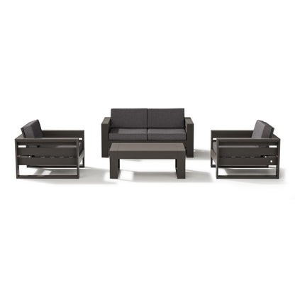 Latitude 4 Piece Lounge Loveseat Set Vintage Coffee Frame Ash Charcoal Cushions