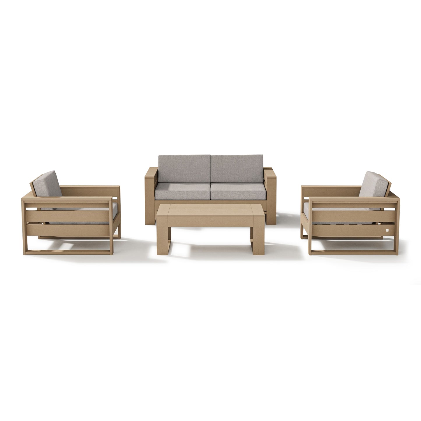 Latitude 4 Piece Lounge Loveseat Set Vintage Sahara Frame Weathered Tweed Cushions, image 14