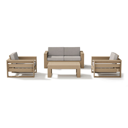 
                  Latitude 4 Piece Lounge Loveseat Set Vintage Sahara Frame Weathered Tweed Cushions - Image 14
                