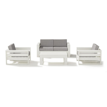 
                  Latitude 4 Piece Lounge Loveseat Set Vintage White Frame Grey Mist Cushions - Image 15
                