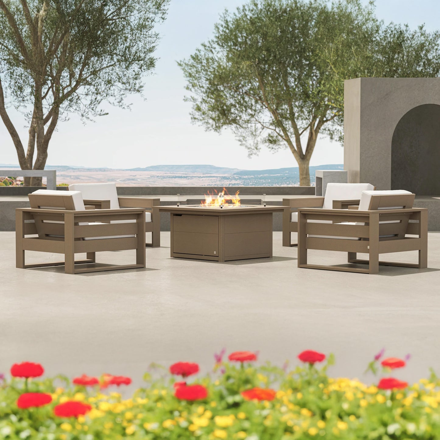 Latitude 5 Piece Lounge Fire Table Set Lifestye, image 3