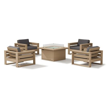 
                  Latitude 5 Piece Lounge Fire Table Set Vintage Sahara Frame Ash Charcoal Cushions - Image 9
                