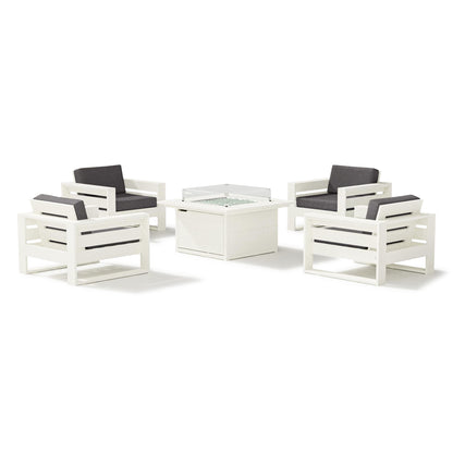 
                  Latitude 5 Piece Lounge Fire Table Set Vintage White Frame Ash Charcoal Cushions - Image 14
                