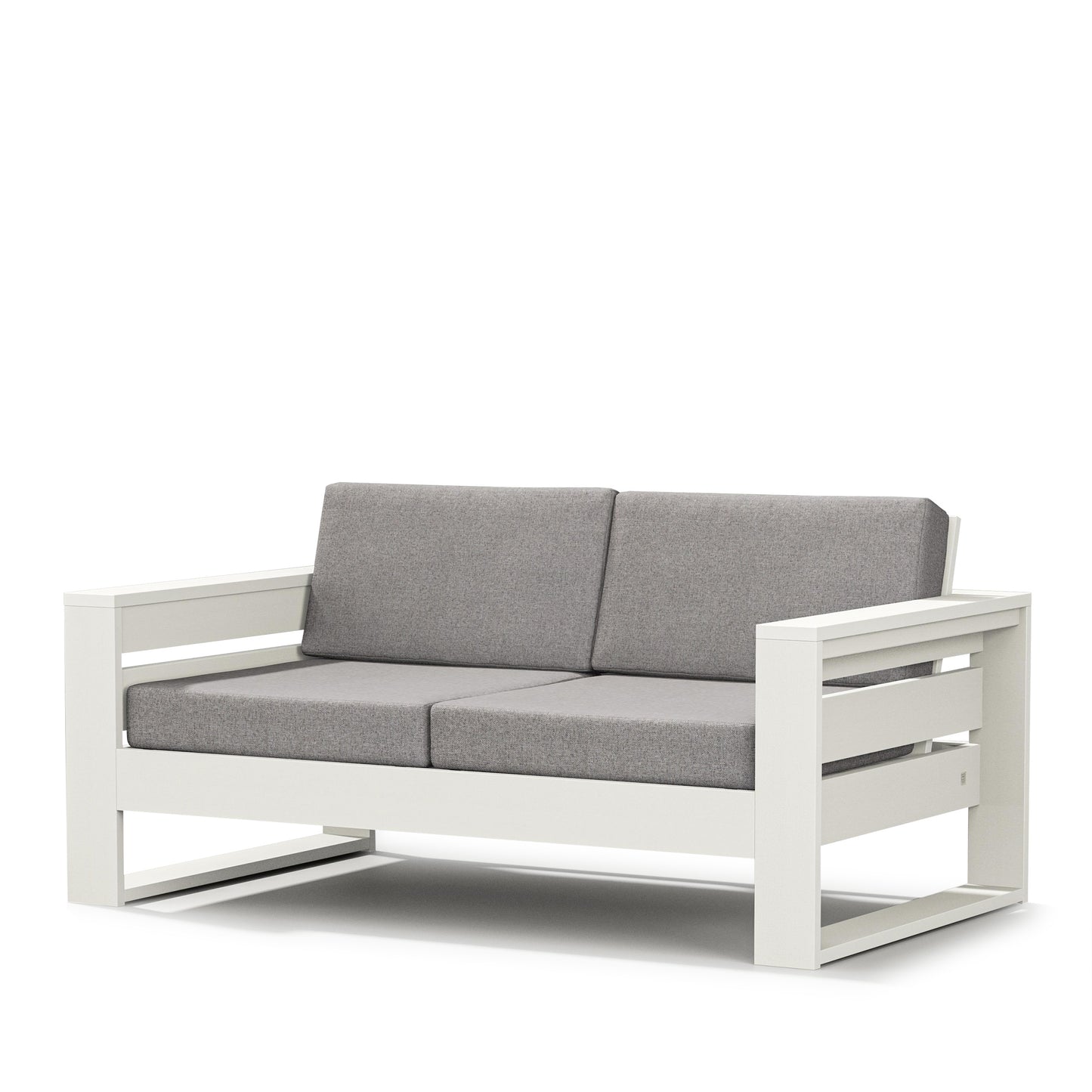 Latitude Loveseat Vintage White Frame Grey Mist Cushions, image 15