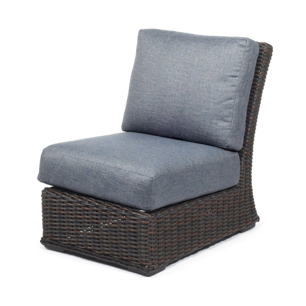 Laurent Armless Chair Section Chestnut Weave Adena Denim Fabric